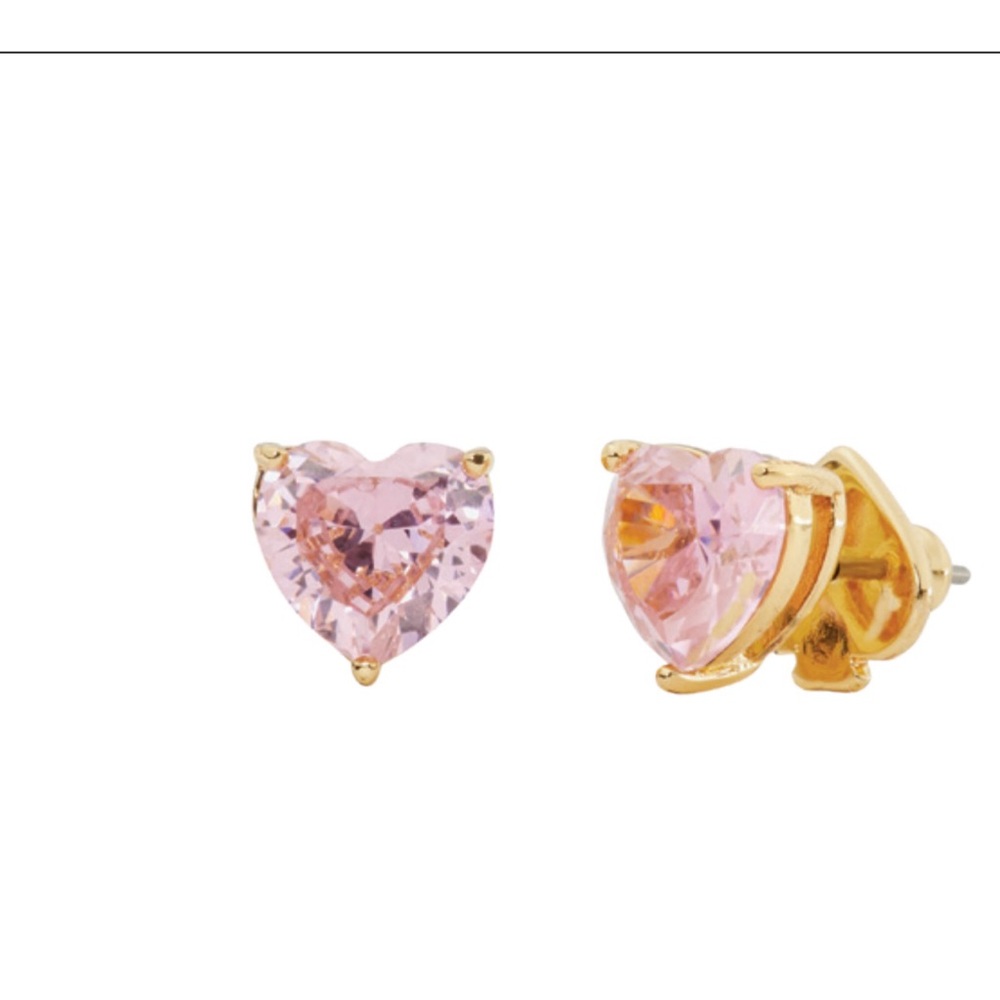 Pink and Gold Heart Stud Earrings